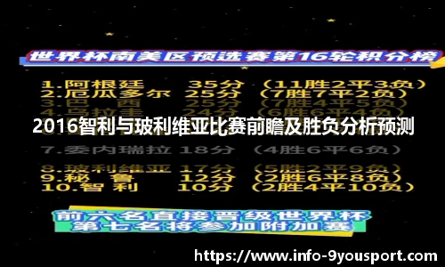 2016智利与玻利维亚比赛前瞻及胜负分析预测